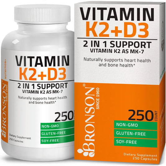 Bronson - K2 MK-7 Plus Vitamin D3 - 250 Capsules